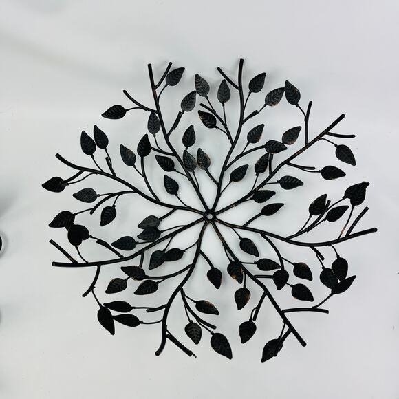 Party Lite Wall Sconces and Round Branch Leaf Wall Decor - Picture 4 of 7